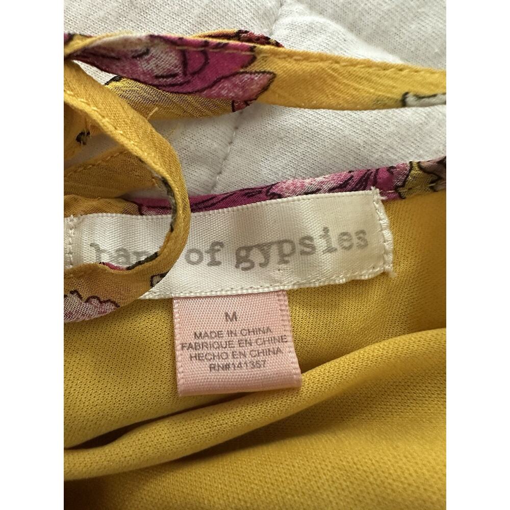 Band of Gypsies Dress Medium Yellow Floral Maxi Faux Wrap Garden Party Fairy - Picture 7 of 12